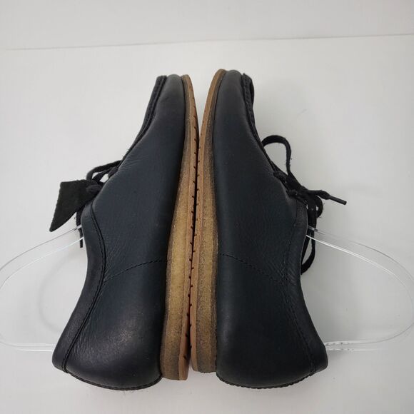 CLARKS Wallabee Shoes Mens 10 Black Leather Lace Up Moccasin Comfort Casual - Picture 7 of 9